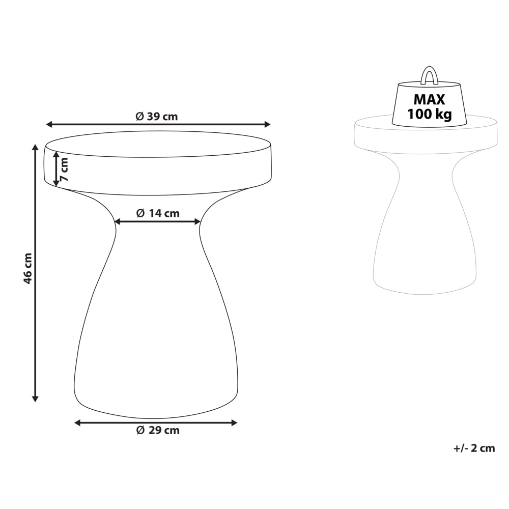 Tavolino decorativo in fibra di vetro MgO bianco forma rotonda resistente ai raggi UV macchie ruggine acqua e vento soggiorno esterno boho