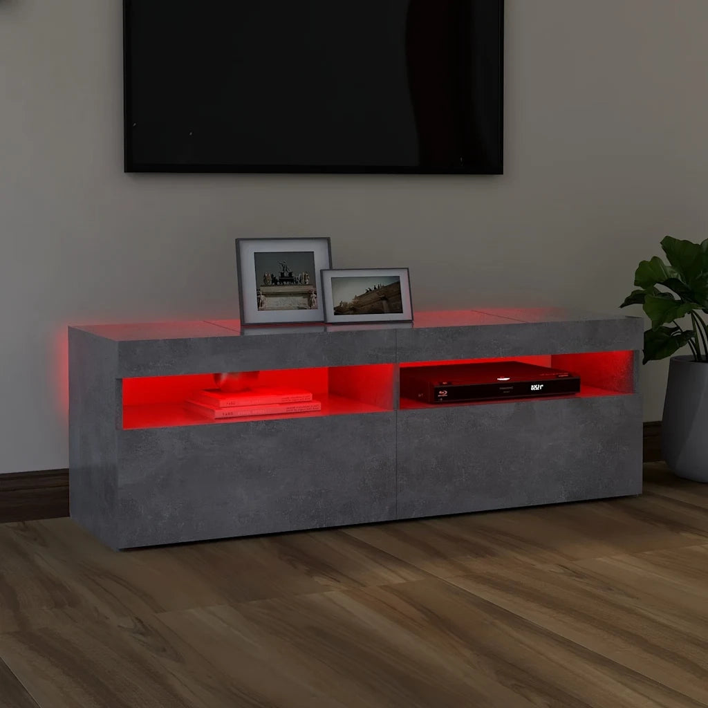 Mobile Porta TV con Luci LED Grigio Cemento 120x35x40 cm 804377