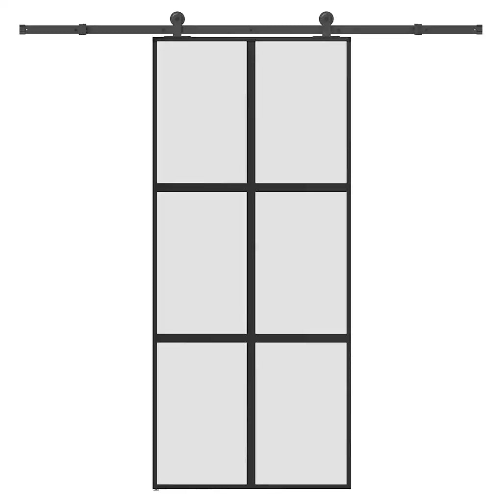 Porta Scorrevole Ferramenta 90x205 cm Vetro Temperato Alluminio