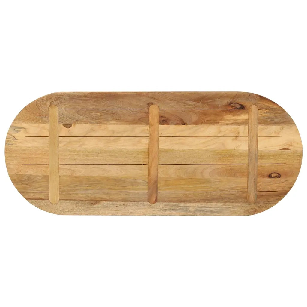 Piano Tavolo | Superficie Tavolo | Piano Scrivania 140x60x2,5 cm Ovale Legno Massello Grezzo di Mango