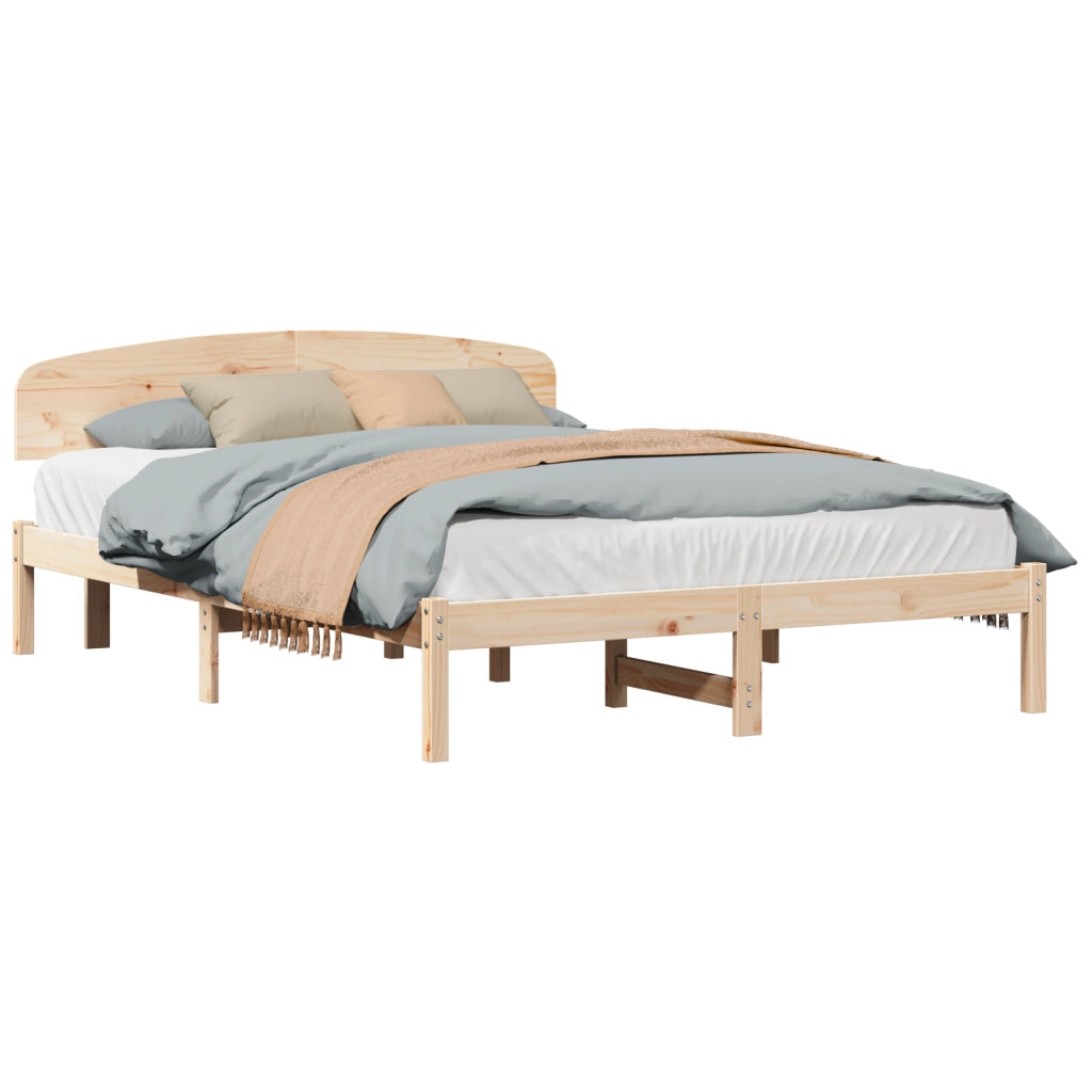 Struttura Letto con Testiera 160x200 cm Legno Massello di Pino