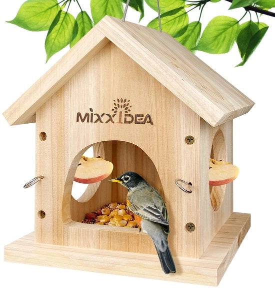 Casa Alimentare in Legno Multifunzionale, Ricaricabile e Facile da Pulire, Casa Alimentare Appesa in Legno di Cedro per Uccelli Selvatici