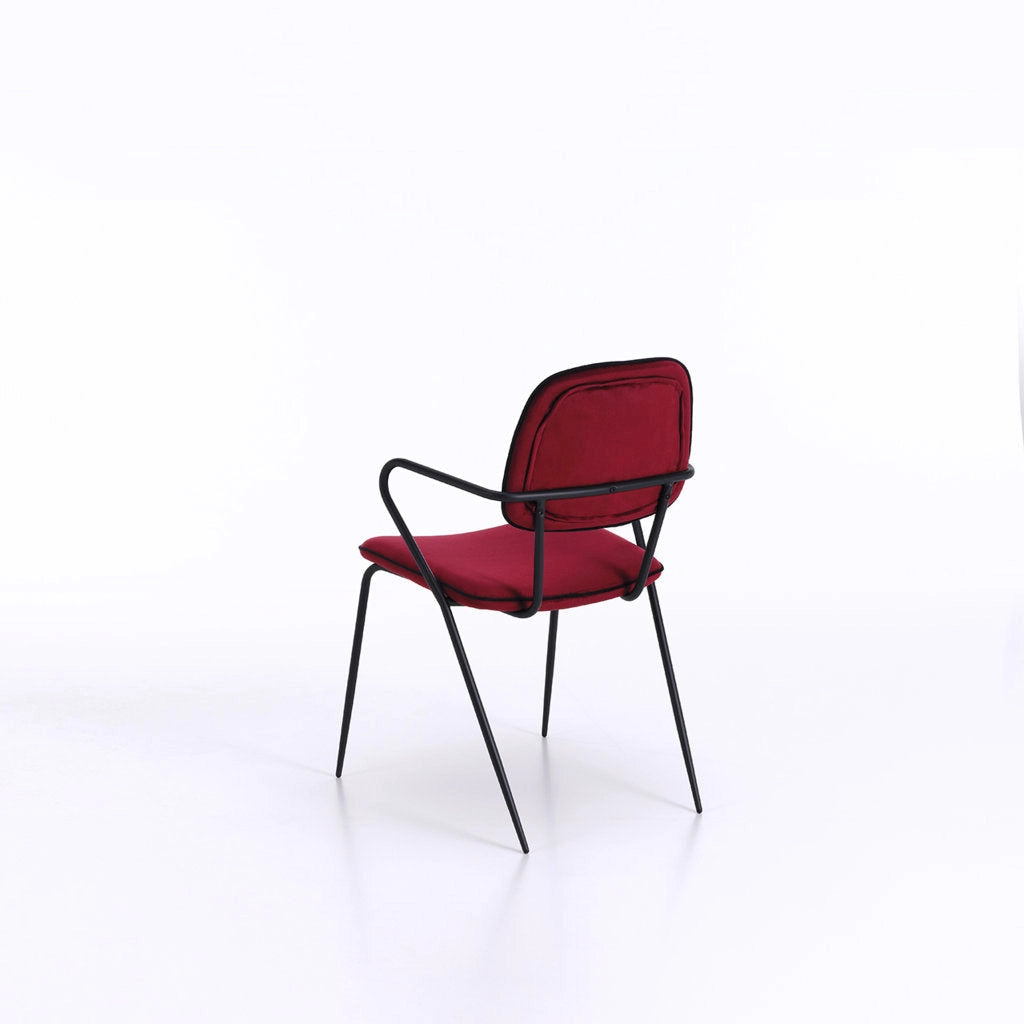 Set 4 Sedie 52x50x81,5 cm Velluto Rosso