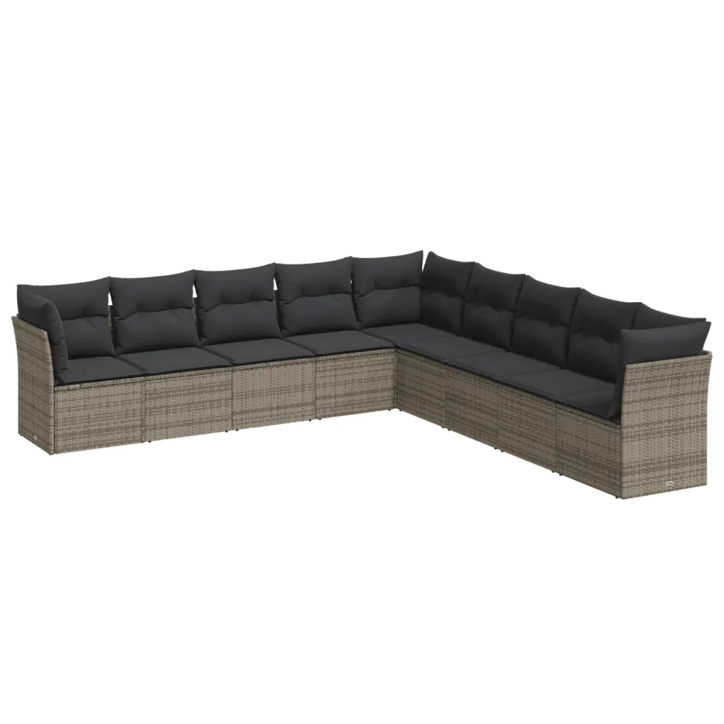 Set Divano da Giardino 9 pz con Cuscini Grigio in Polyrattan 3217780