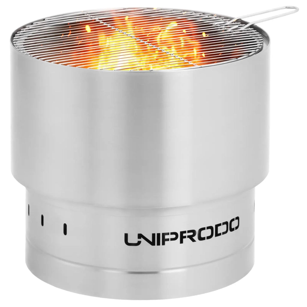 Braciere da esterno in acciaio inox con griglia 50 x 50 x 45 cm acciaio inox PU PVC nero e argento 14_0008435