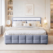 Letto matrimoniale imbottito 180x200 cm con LED; contenitore idraulico; velluto olandese grigio