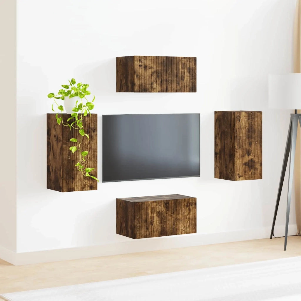 Set mobile TV 4 pcs Rovere fumé Legno multistrato