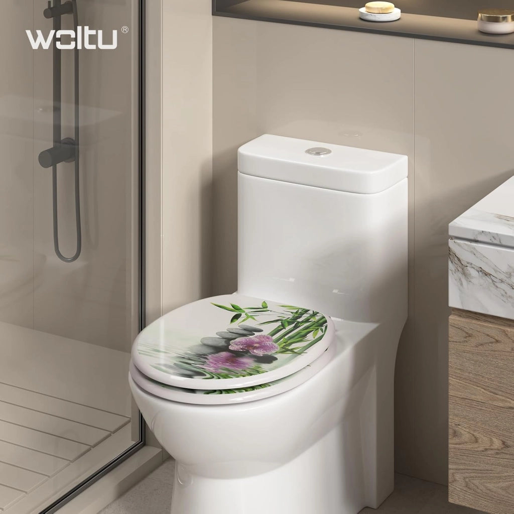 Sedile WC Copriwater Universal, Urea-Formaldeide Chiusura, Facile da Montare, MDF Materiale a Fissaggio Parte inferiore, a Forma di O