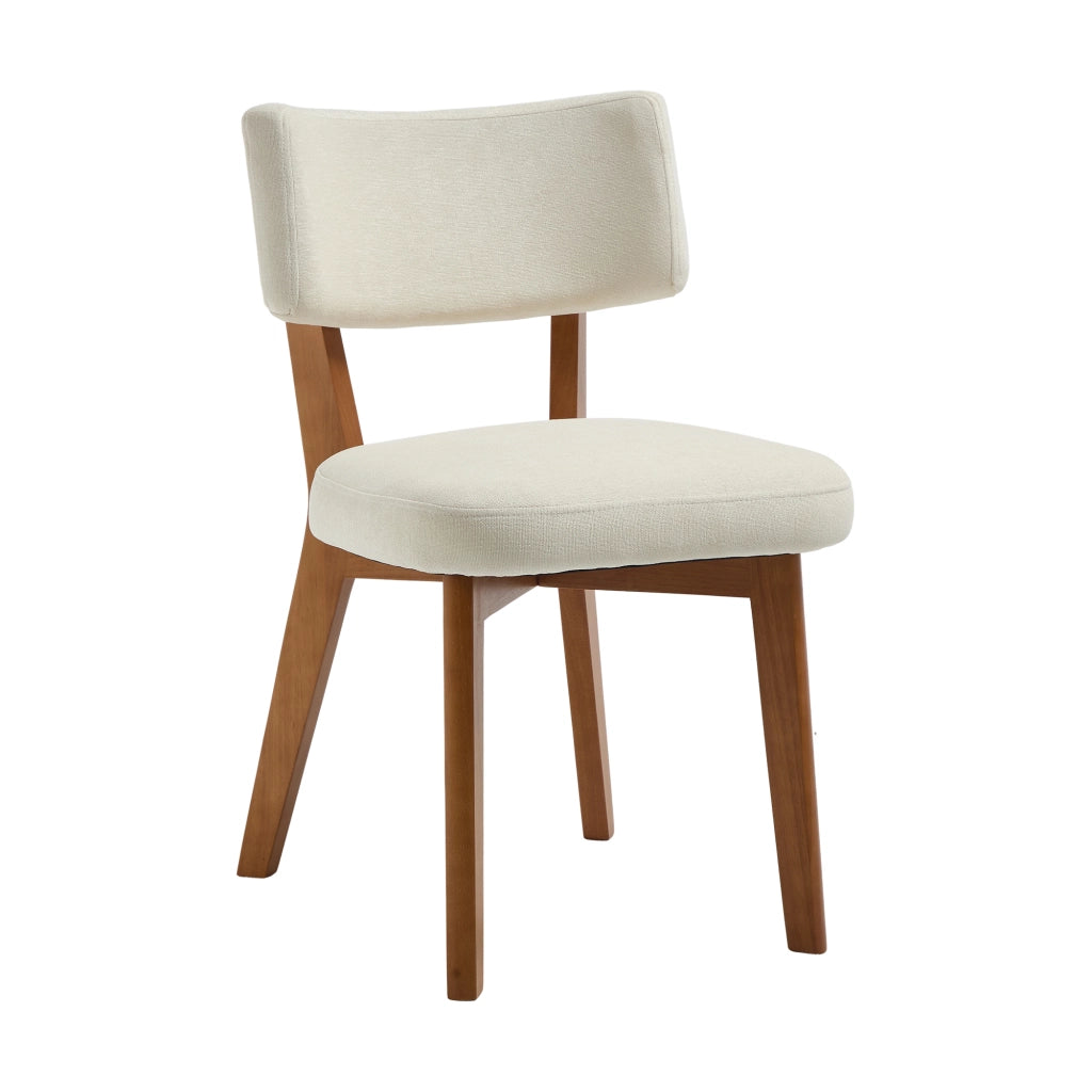 Set di 2 sedie da pranzo - con seduta imbottita e schienale ergonomico - in legno - beige
