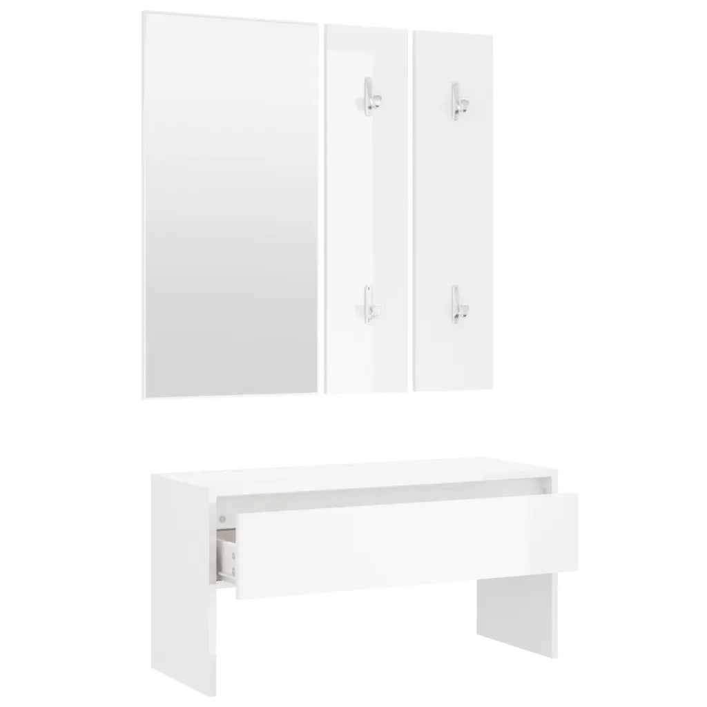 Set di Mobili da Corridoio Bianco Lucido in Legno Multistrato 808789