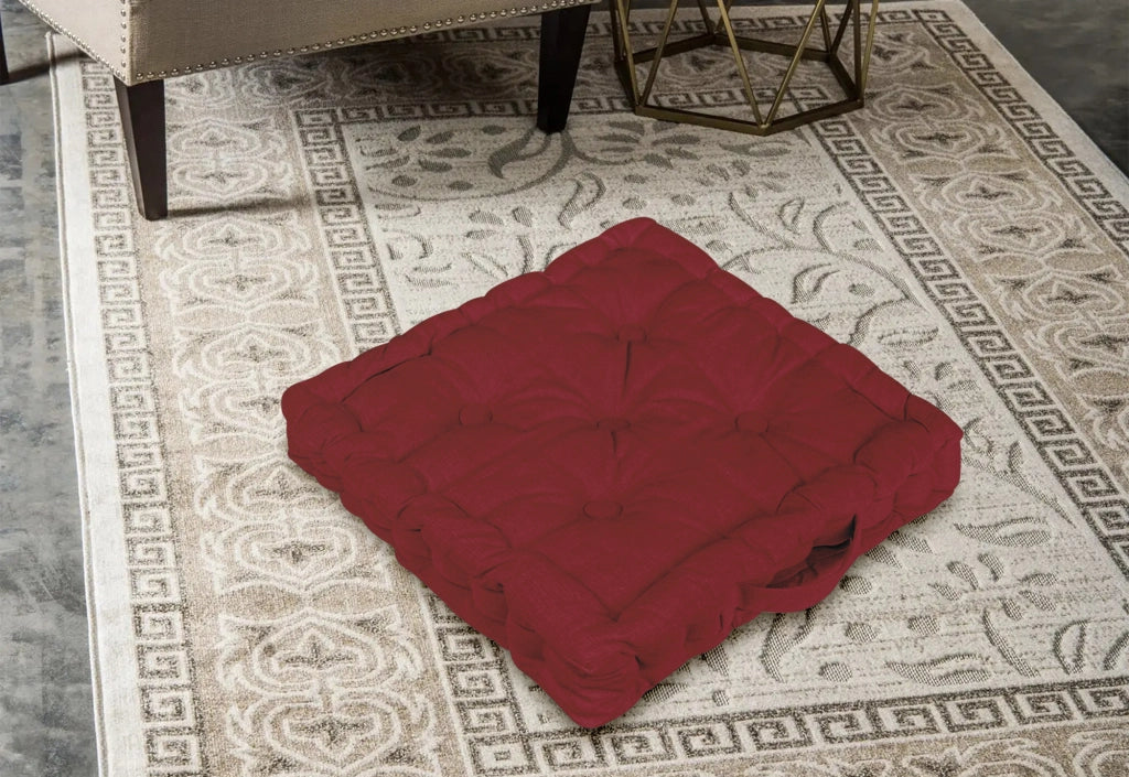 6 Pezzi Cuscini Sedia Quadrati Alti Mattonella Trapuntati 40x40 Cm Altezza 6 Cm Cuscino Spesso Cucina Interno Esterno Coprisedia Cuscino Da Pavimento Con Maniglia  Bordeaux