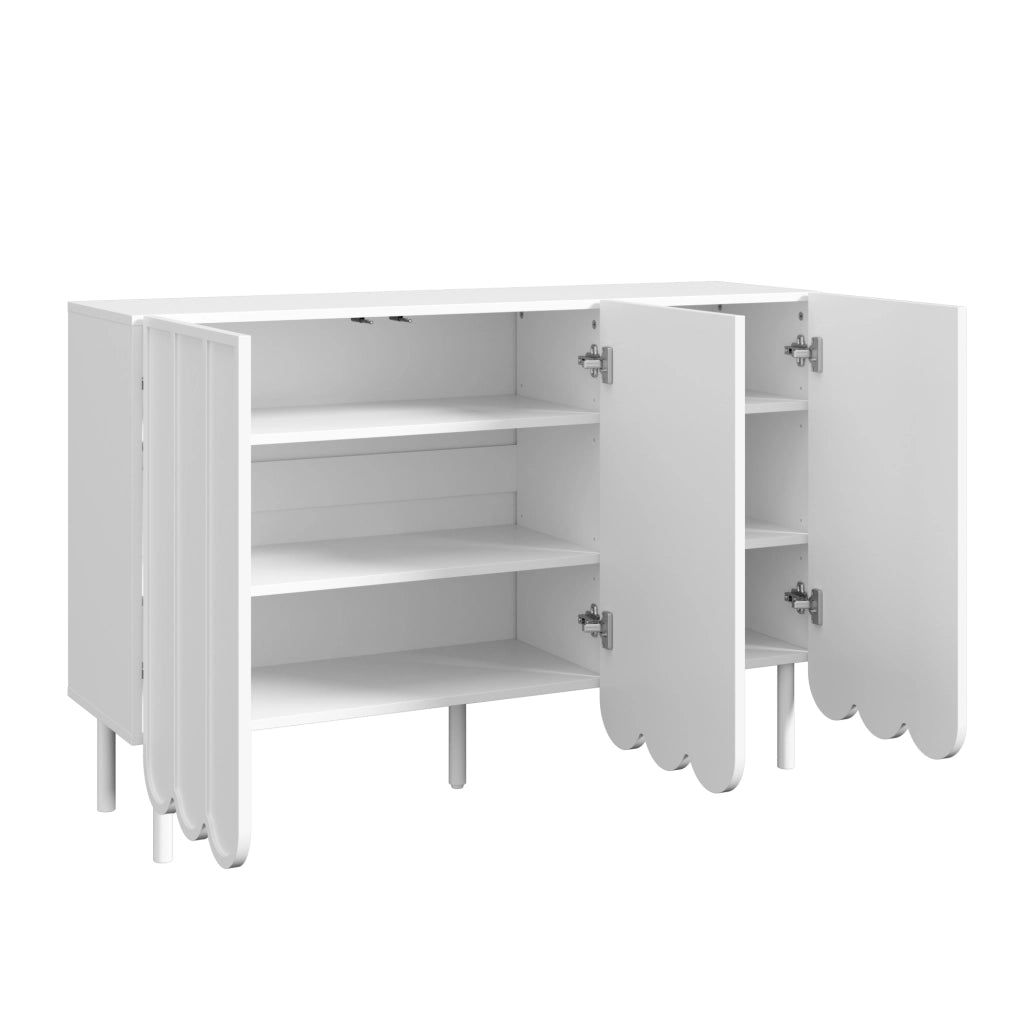 OKWISH Credenza Moderna con Ripiani Regolabili e Apertura senza Maniglie, per Soggiorno e Sala da Pranzo, MDF, Bianca, 120 x 35 x 80 cm