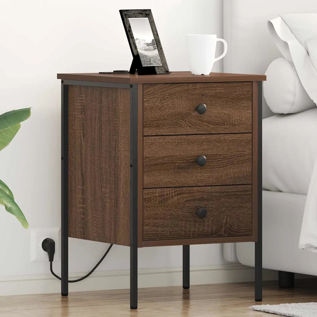 Comodino | Armadio da Notte | Mobiletto da notte con cassetto Rovere Marrone 42 x 41 x 61 cm