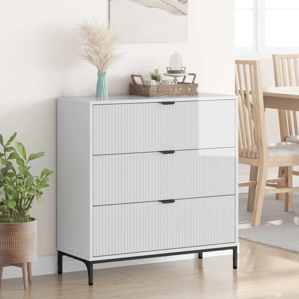 Credenza Bianco Lucido 79,5 x 33 x 82 cm Legno multistrato 883438
