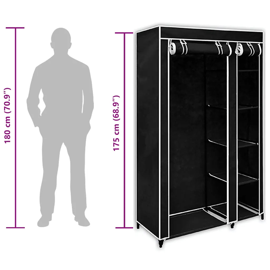 Armadio Guardaroba Pieghevole Nero 110 x 45 x 175 cm 60719