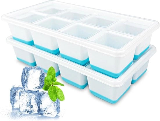 Iscrizione Premium - 2 pezzi con coperchio forma cubetti di ghiaccio BPA libero per congelatore alimenti per bambini cocktail