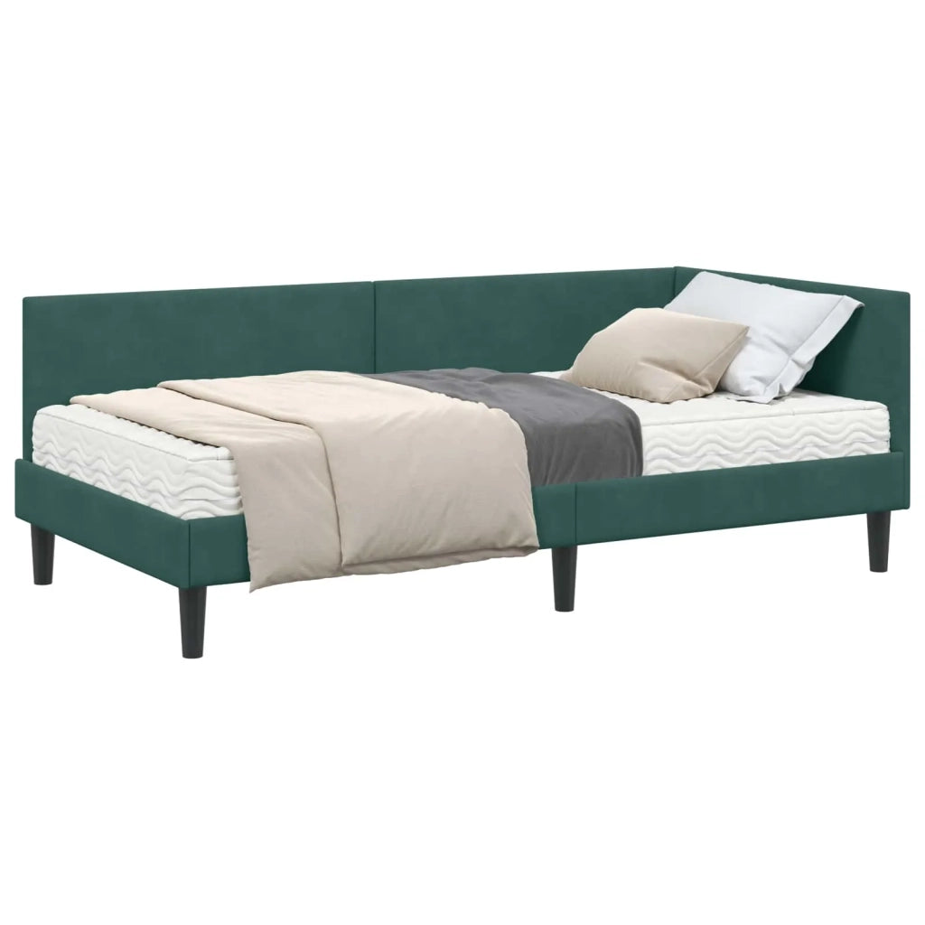 Struttura Letto Angolare con Materasso 2 pz-Giroletto con materasso Verde Velluto 618780