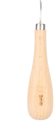Manubrio in Legno di Betulla con Punta di Diamante e Pomo in Pelle - Materiale di Alta Qualità - Acciaio Resistente - Duraturo e Robusto - Manico di Apprendimento