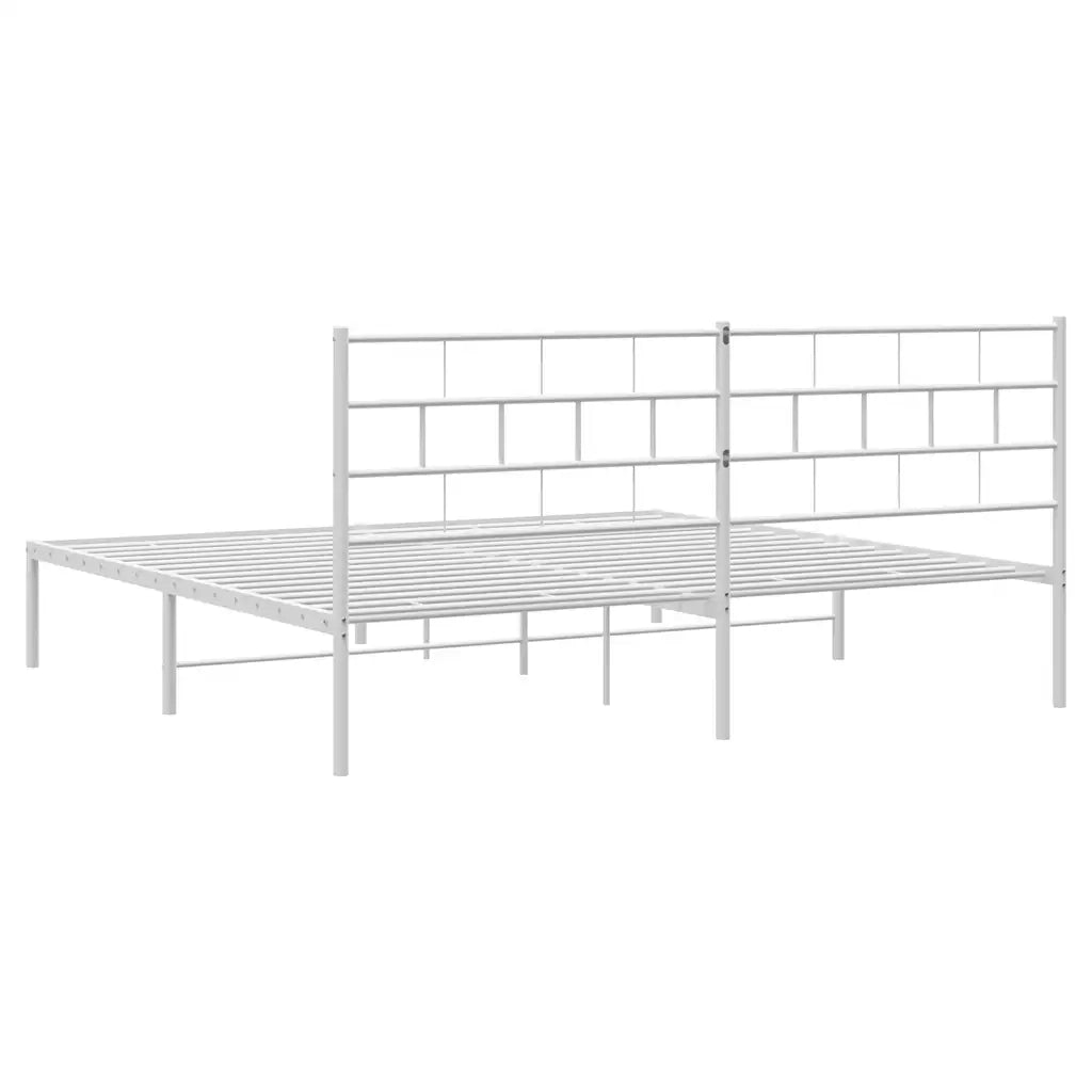 Giroletto con Testiera-Struttura Letto con testiera Metallo Bianco 193x203 cm 625489