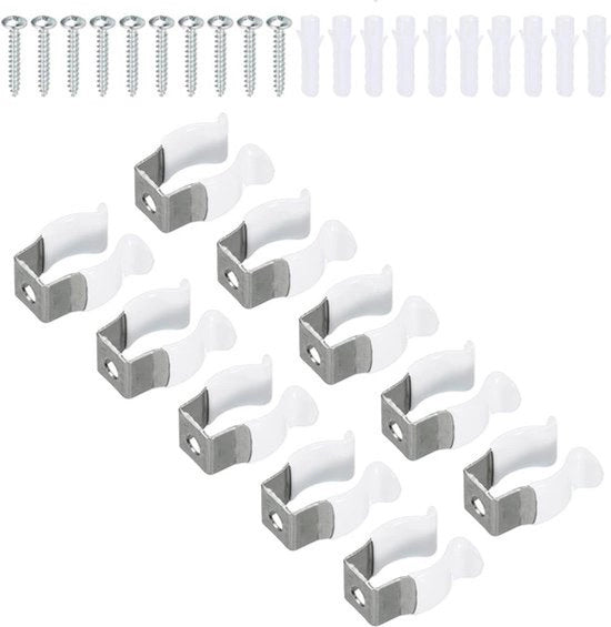 Sostegno a LED per Lampada a Tubo - Supporto per Lampada a Tubo - Materiale Inossidabile - T5 U Clips - Lampada a Fluorescenza - Viti Clip per Tubo - Clip per Pijp - Sostegno per Veer - Kit di Attrezzi - Clip - Adatto per - Bianco - Pacchetto da 10