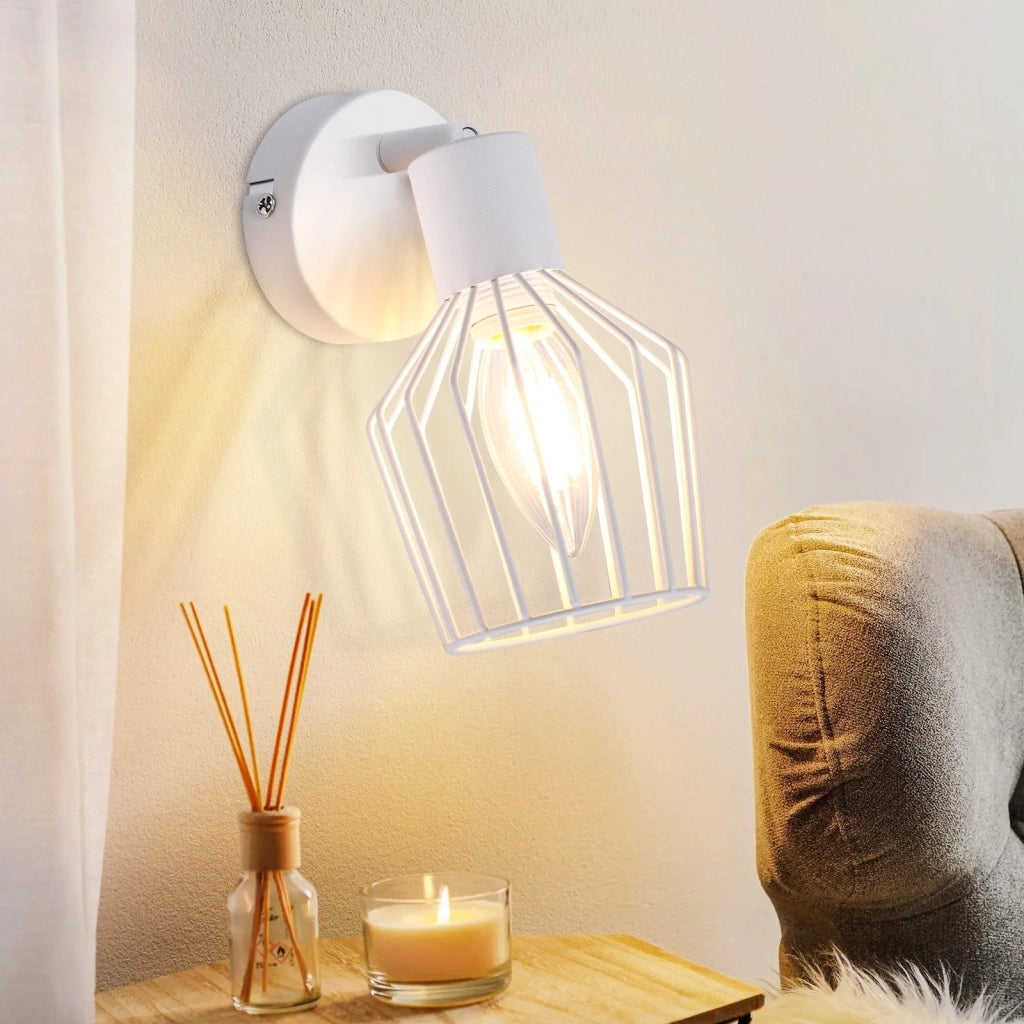 ZMH Faretto da soffitto bianchi 1 luce E14 metallo orientabili 350° industriali anche parete per corridoio soggiorno
