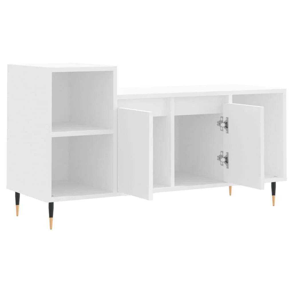 Mobile TV multimediale scaffale TV mobile TV sala da pranzo soggiorno camera da letto 100 x 35 x 55 cm legno ingegnerizzato bianco 02_0025507