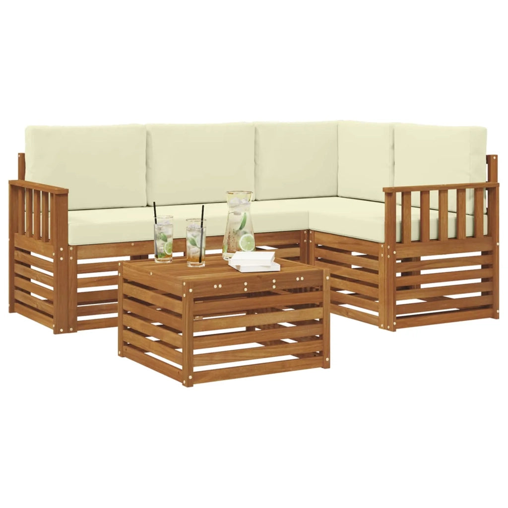 Set di divani da esterno con cuscino 5 pcs Naturale e Crema 3374760