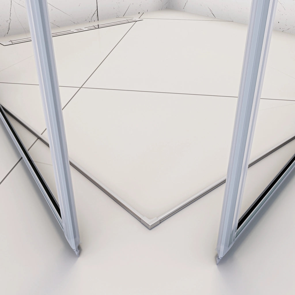 90x76x195 cm Box Doccia Ad Angolo Doppie Porte Apertura Battente in Vetro 6 mm Temperato Anticalcare Trasparente con 2 Barre Stabilizzatrici Cromo Lucido