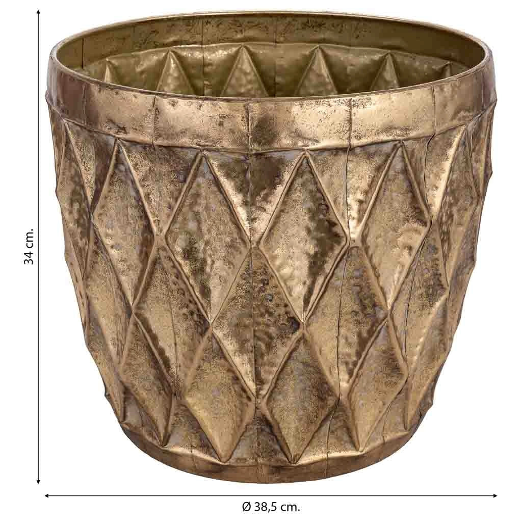 Fioriera in metallo dorato 38,5x38,5x34h cm