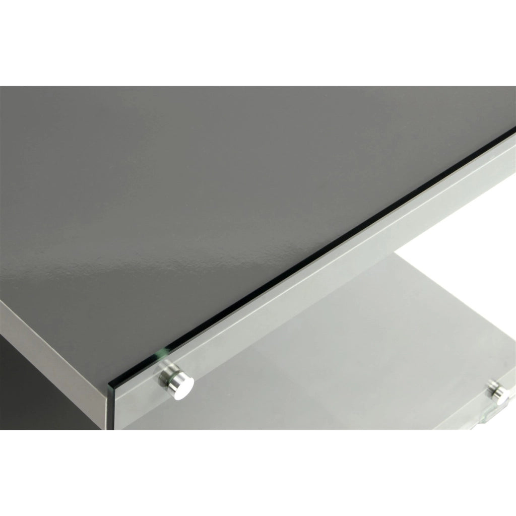 Mobile Porta TV Elementary in Vetro e MDF Grigio