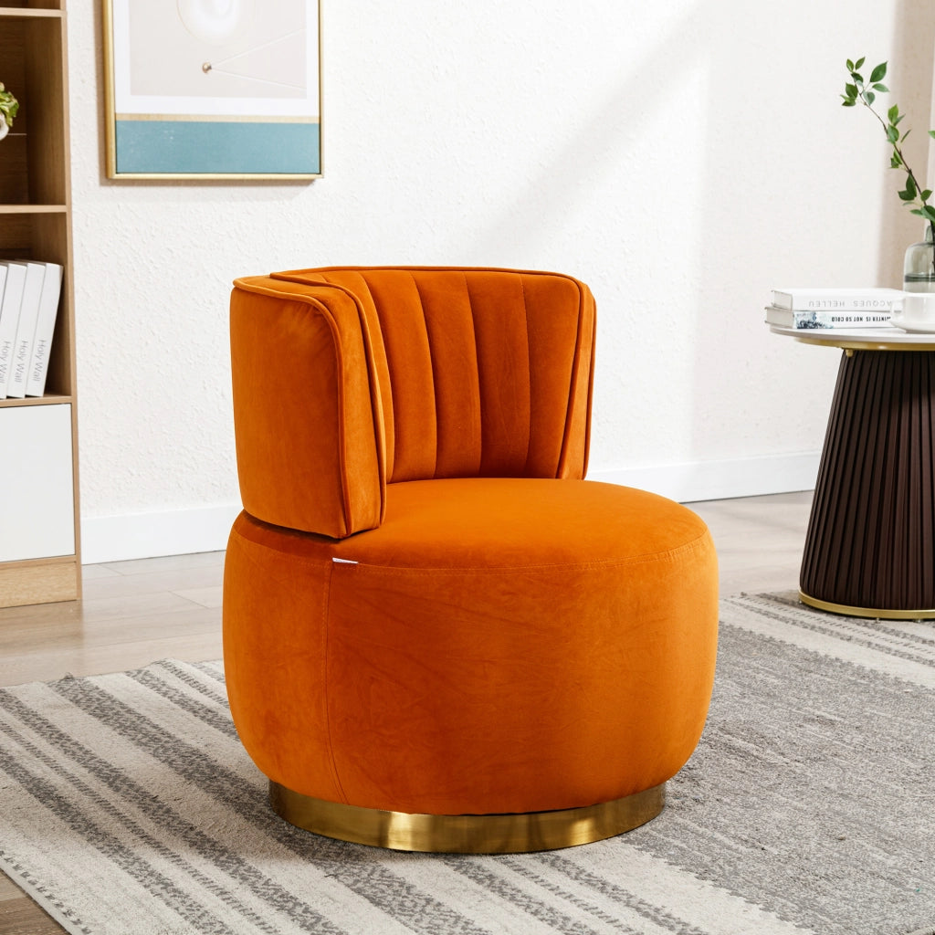 poltrona girevole 360Â° con schienale ergonomico e seduta imbottita in velluto arancione 62;5 Ã— 62 Ã— 69;5 cm