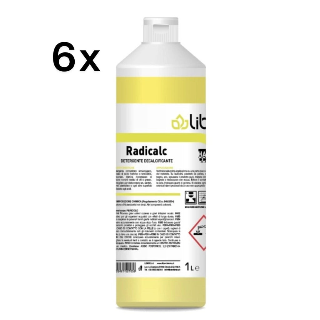 Radicalc 6 Pezzi x 1 L, Disincrostante Acido Bagno Calcare e Sapone HACCP | Liber