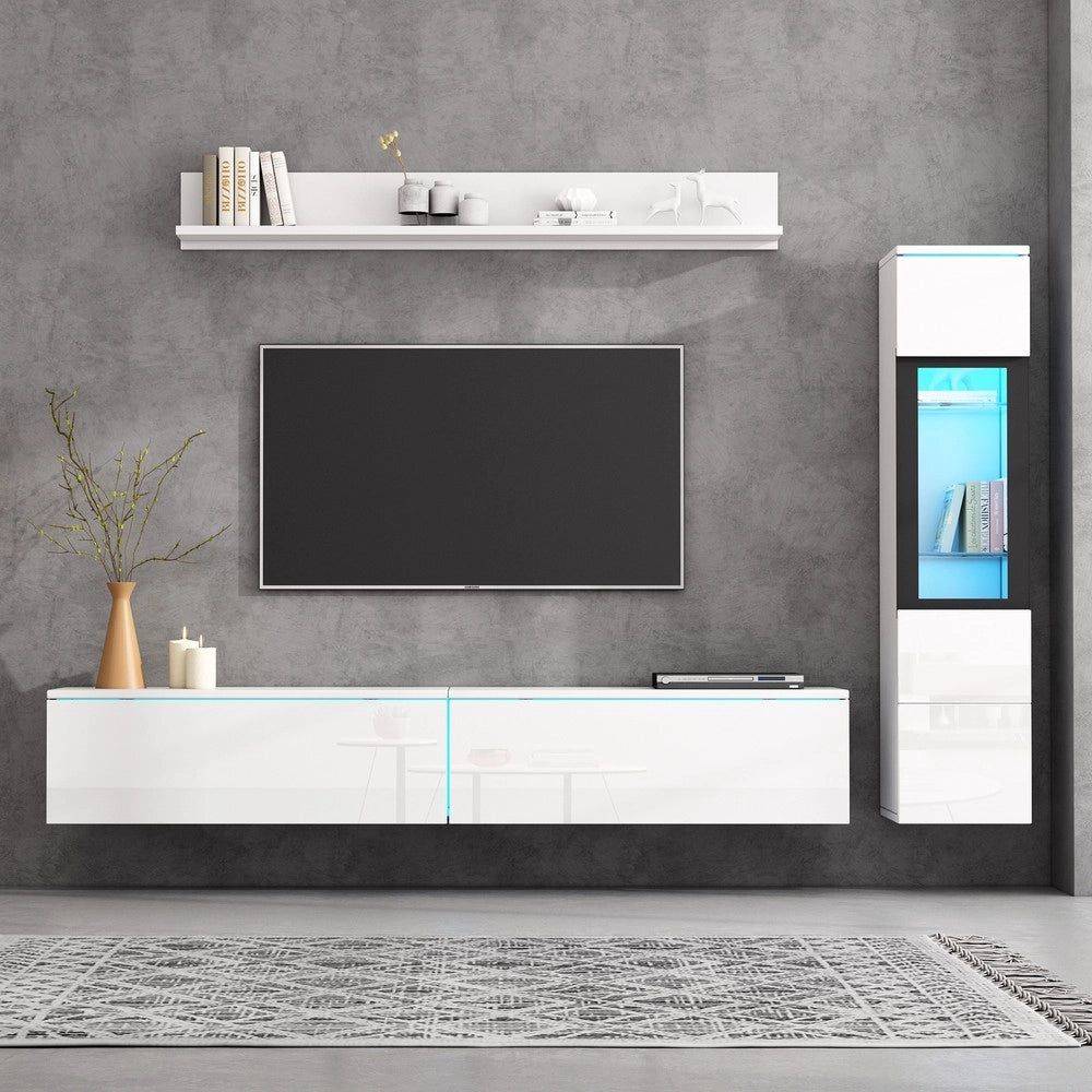 Mobile TV Soggiorno Set 3 pezzi con LED ¨C Xylo ¨C Bianco Lucido