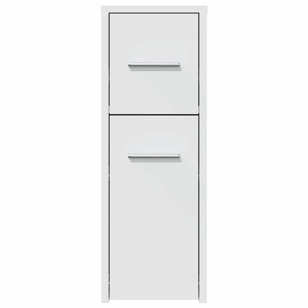 Armadietto da Bagno Stretto con Ruote Bianco in Truciolato 855277