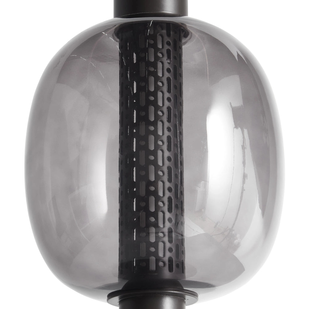 Lampada da tavolo a LED in alluminio con paralume in vetro nero senza fili stile moderno