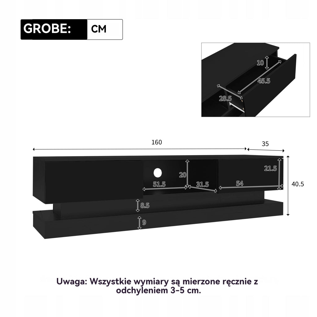 Mobile TV con illuminazione LED - Xylo - Bianco, adatto per TV da 60 pollici