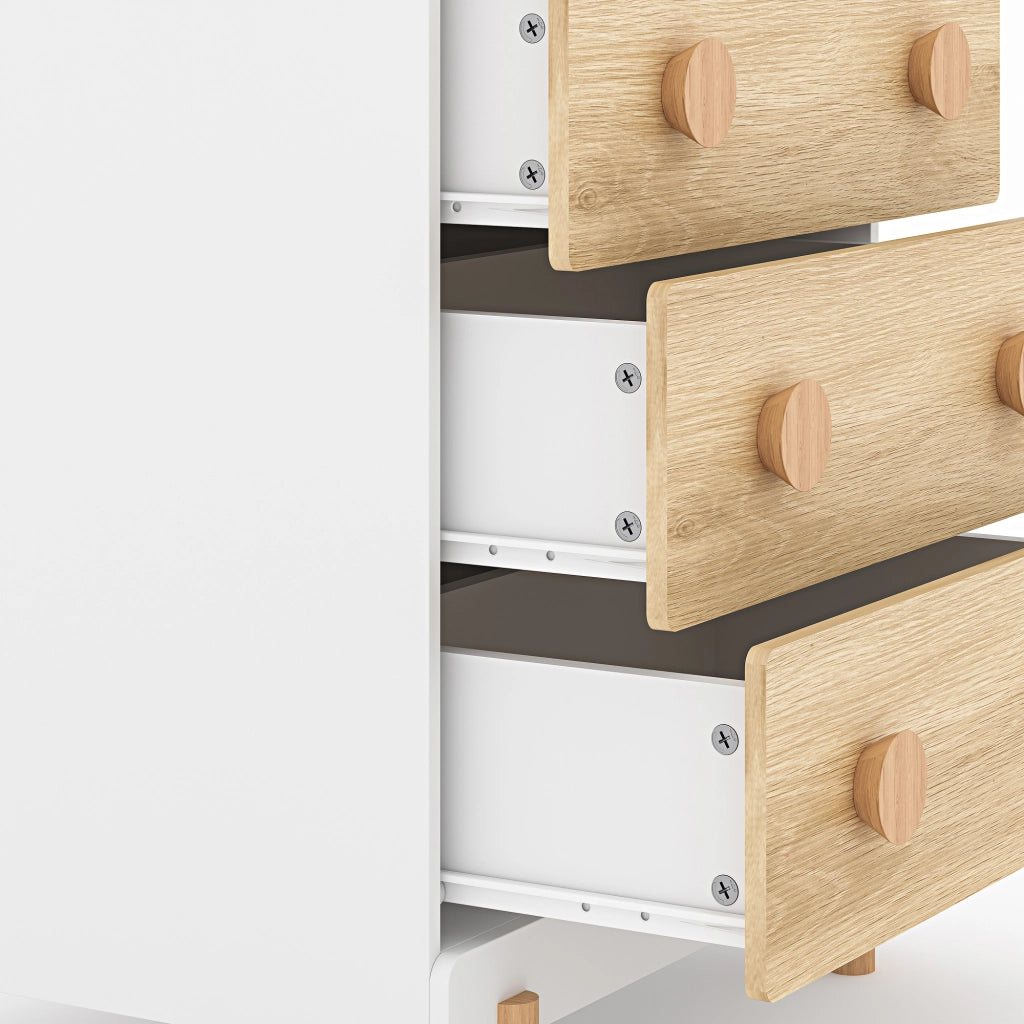 Cassettiera Vaarentaa per Cameretta con 3 Cassetti 66x55x41 cm - Bianco/Effetto Rovere [en.casa]