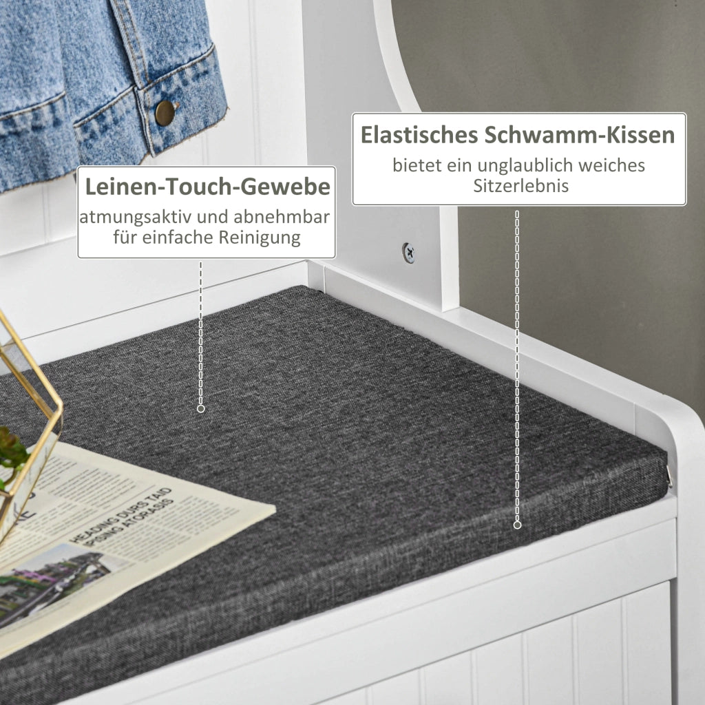Appendiabiti con Panca Portascarpe ¨C Xylo ¨C Metallo e MDF Bianco e Grigio