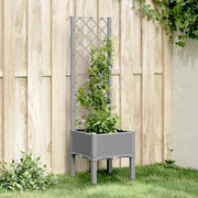 Fioriera da Giardino con Graticcio-Vaso da Esterno-Fioriera con Griglia Grigio Chiaro 40x40x142cm PP
