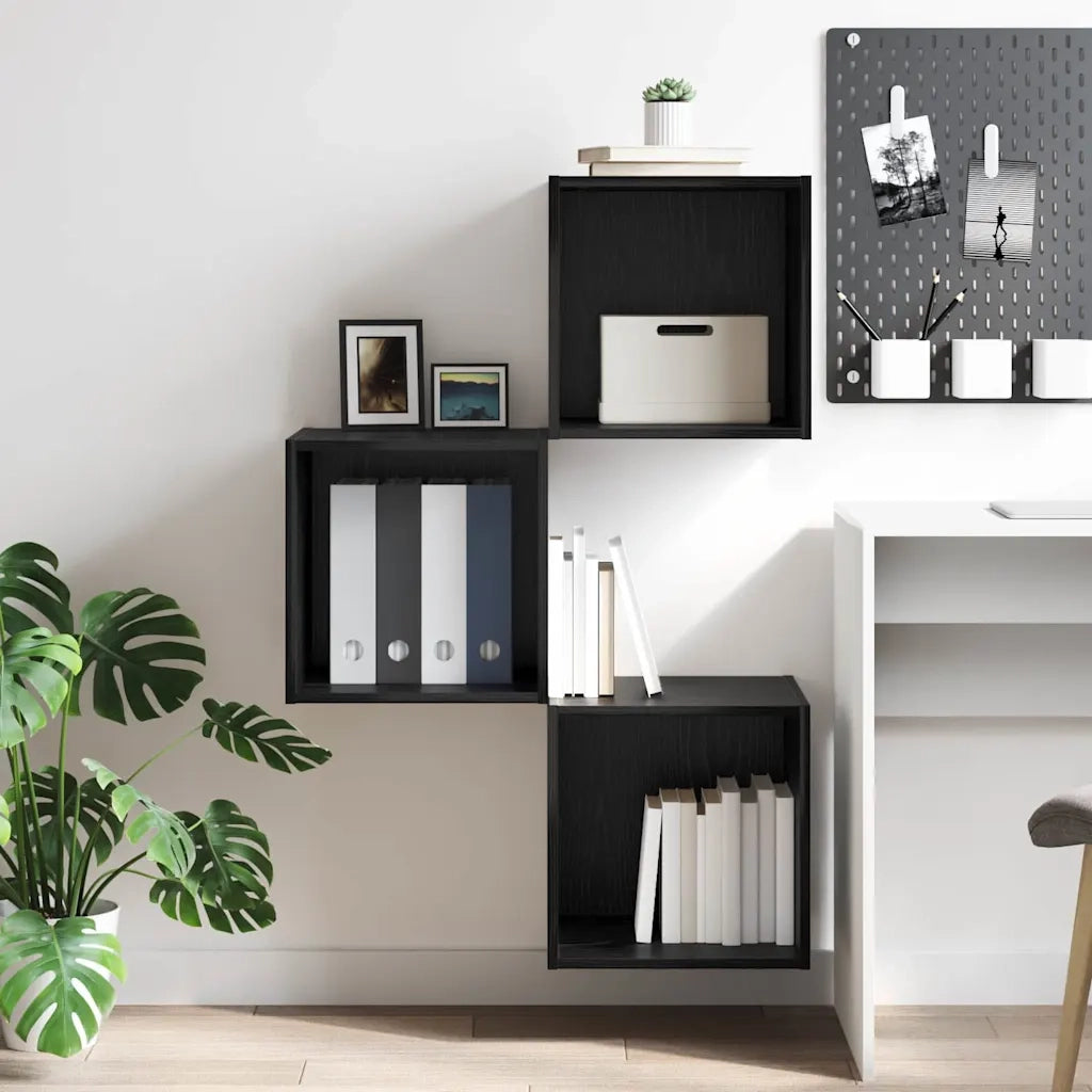 Armadietto a Muro | Mobile a Parete Rovere Nero 37 x 37 x 37 cm Legno multistrato