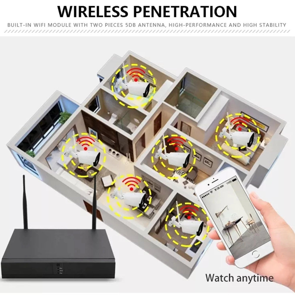Trade Shop - Kit Dvr Wireless Wifi 8 Canali Sistema Registrazione Cctv Hd 8 Telecamere Q-s8i -
