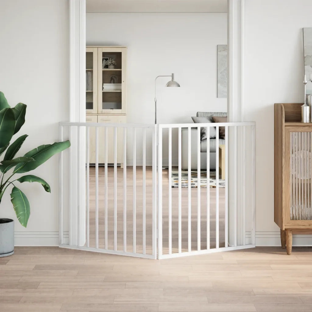 Cancelletto per cani pieghevole 2 pannelli bianco 160 cm in legno di pioppo 352186