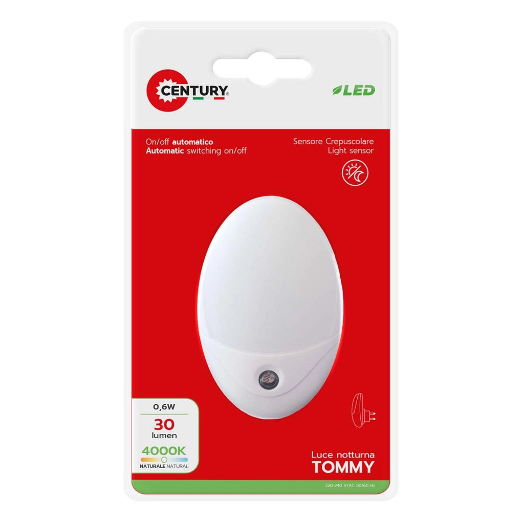 Luce notturna a LED IP20 Tommy con sensore crepuscolare Bianco Century