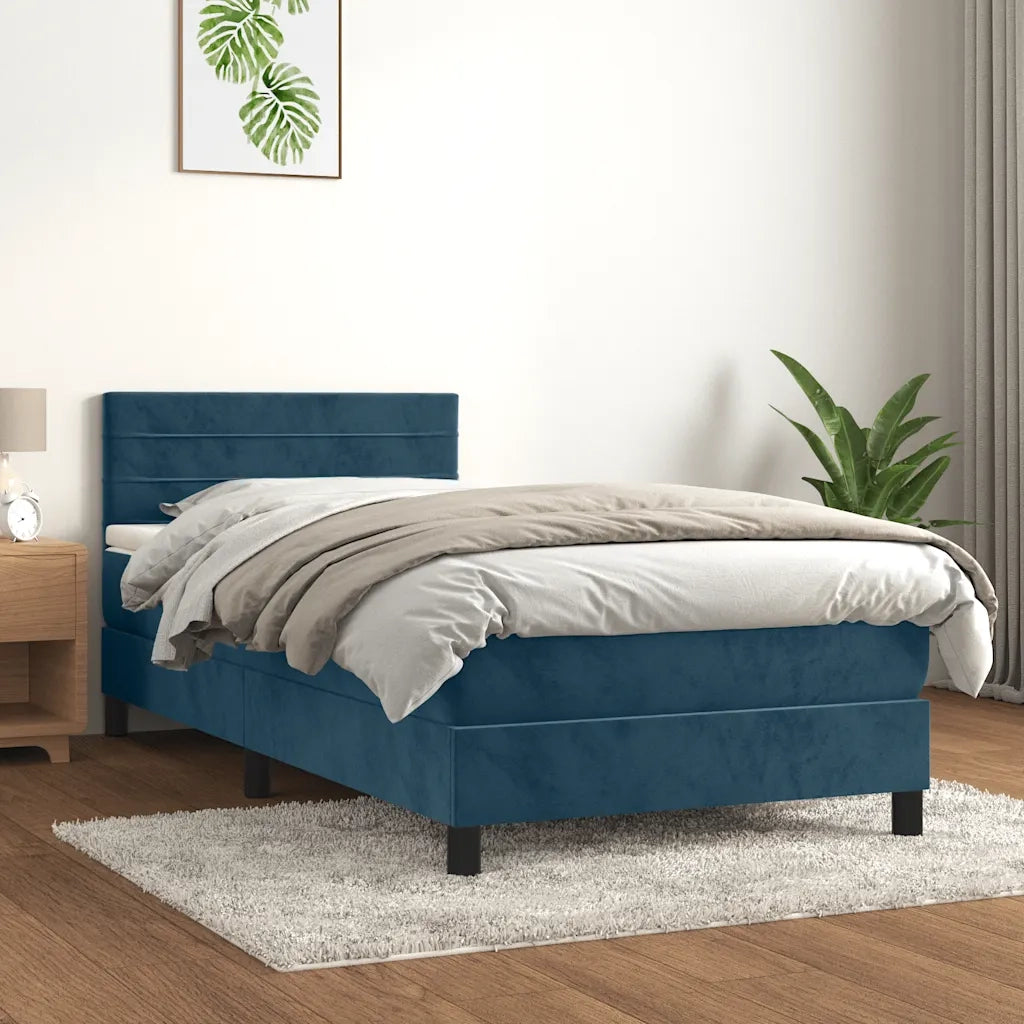 Giroletto a Molle con Materasso Blu Scuro 100x200 cm in Velluto 3141351