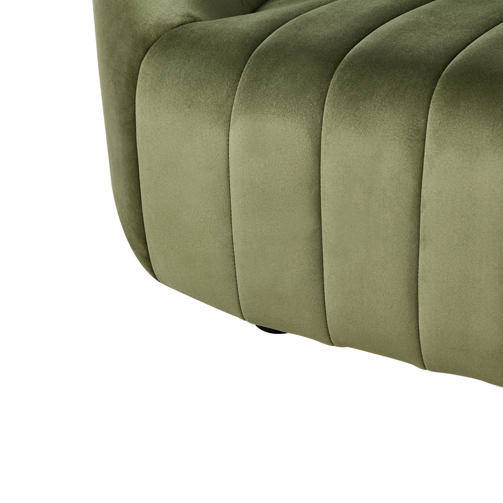 Divano 2 posti in velluto verde scuro Design contemporaneo e retrò Seduta imbottita e schienale basso
