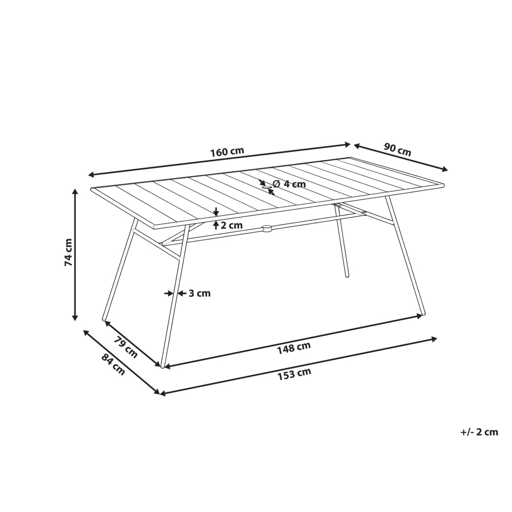 Tavolo da giardino in ferro zincato verde menta 160 x 90 cm, arredo da esterno verniciato a polvere, moderno