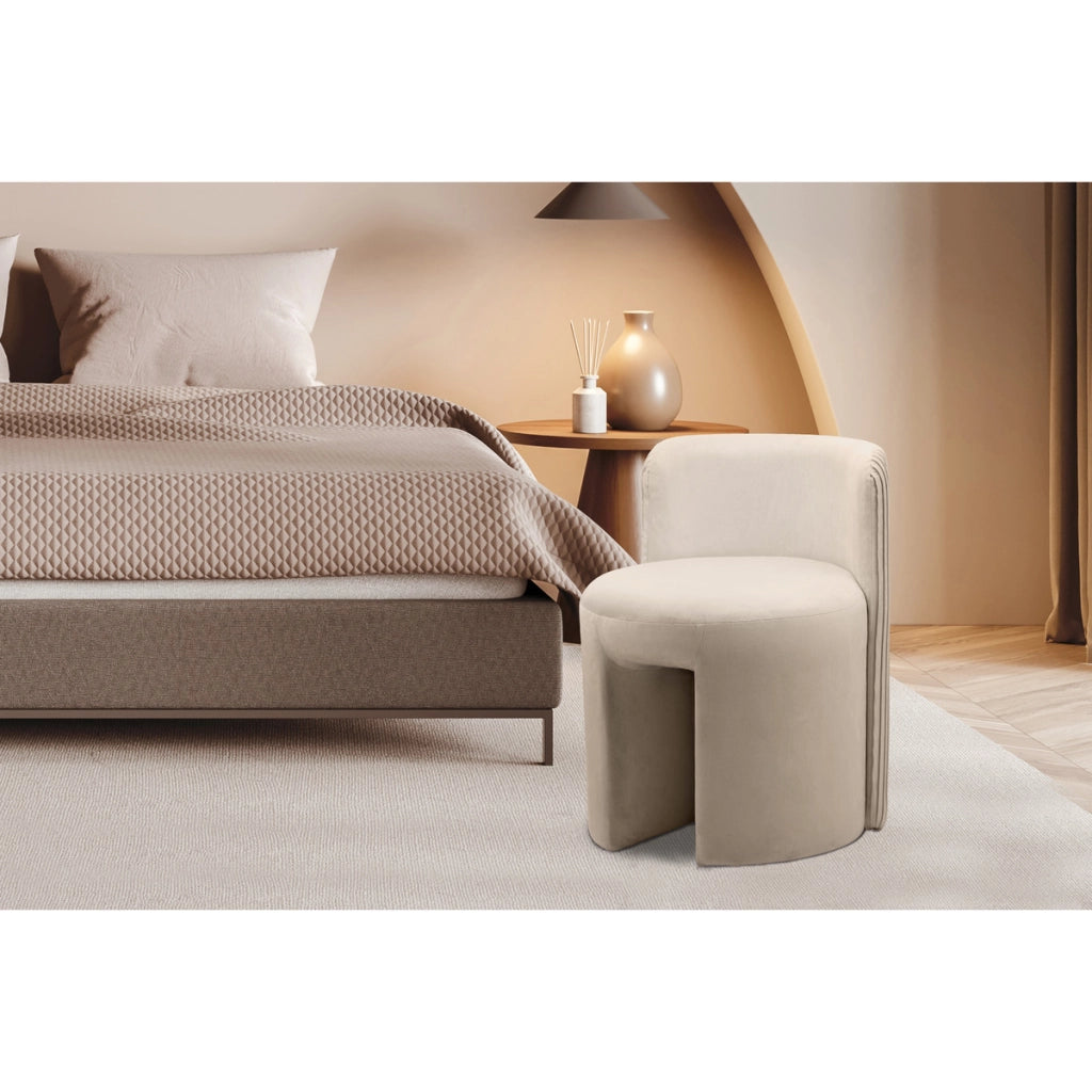 Pouf curvo Curvy in velluto rosa antico con schienale