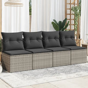 Divano da Giardino con Cuscini 4 Posti-Sofa da Giardino-Divano da esterno Grigio in Polyrattan 810944