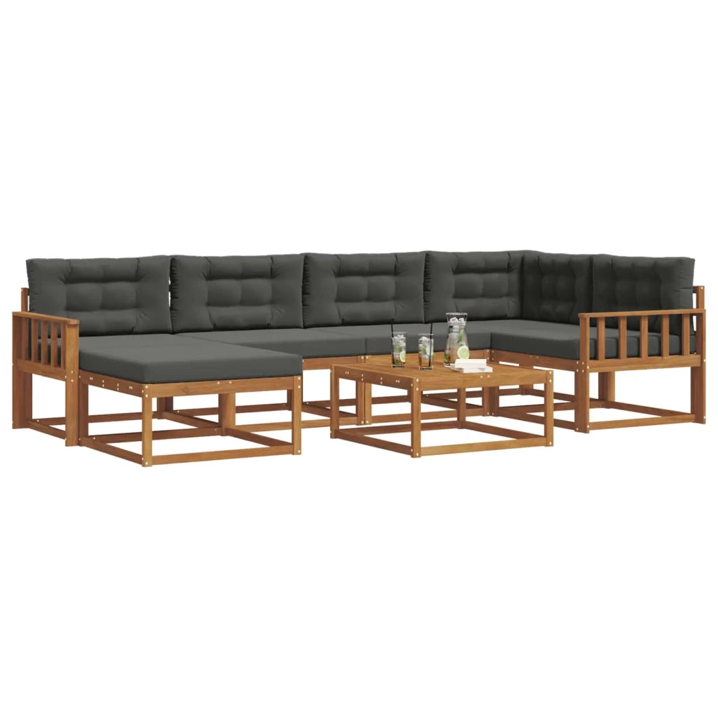 Set di divani da esterno con cuscino 7 pcs Naturale e Antracite