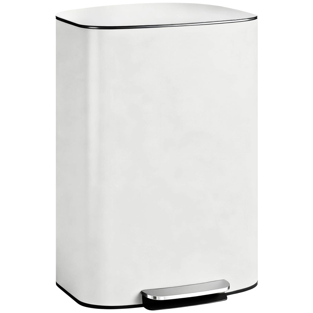 Cestino per Rifiuti 50 Litri ¨C zephmum ¨C Pedale, Coperchio Soft-Close, Colore Bianco